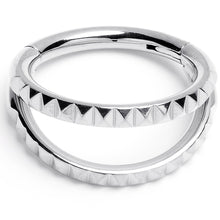 Load image into Gallery viewer, 16G 5/16" 316L Steel Double Spike Precision Hinged Segment Ring
