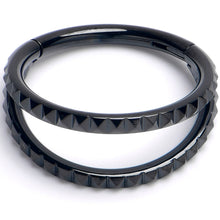 Load image into Gallery viewer, 16G 3/8" Black PVD Double Spike Precision Hinged Segment Ring
