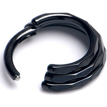 Load image into Gallery viewer, 16G 5/16 Black PVD Faceted Triple Stack Hoop Titanium Hinged Segment Ring
