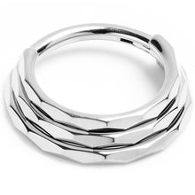 将图片加载到图库查看器，16G 3/8 Faceted Triple Stack Hoop Titanium Hinged Segment Ring

