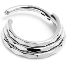 将图片加载到图库查看器，16G 3/8 Faceted Triple Stack Hoop Titanium Hinged Segment Ring
