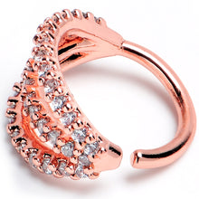 Load image into Gallery viewer, 18G 5/16 Clear CZ Gem Rose Gold Tone Faux Triple Hoop Closure Ring
