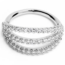 将图片加载到图库查看器，18G 3/8 Clear CZ Gem Faux Triple Hoop Closure Ring
