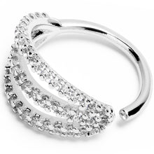 将图片加载到图库查看器，18G 3/8 Clear CZ Gem Faux Triple Hoop Closure Ring
