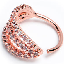Load image into Gallery viewer, 20G 5/16 Clear CZ Gem Rose Gold Tone Faux Triple Hoop Nose Hoop
