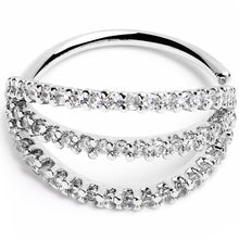 Load image into Gallery viewer, 20G 3/8 Clear CZ Gem Faux Triple Hoop Nose Hoop

