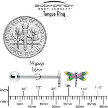 将图片加载到图库查看器，Dragonfly Colors Barbell Tongue Ring
