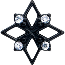 将图片加载到图库查看器，Clear CZ Gem Black Gothic Star Barbell Tongue Ring
