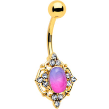 Load image into Gallery viewer, Pink Tourmaline Gold Tone Wondrous Glam Belly Ring
