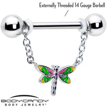 将图片加载到图库查看器，14G 9/16 Dragonfly Colors Chain Dangle Nipple Ring Set
