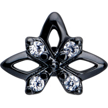 Load image into Gallery viewer, 16G Clear CZ Gem Black Gothic Star Flat Back Earring
