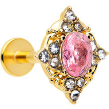Load image into Gallery viewer, 16G Pink Tourmaline Gold Tone Wondrous Glam Flat Back Earring
