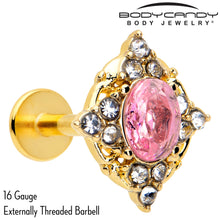 Load image into Gallery viewer, 16G Pink Tourmaline Gold Tone Wondrous Glam Flat Back Earring
