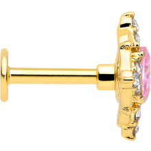 Load image into Gallery viewer, 16G Pink Tourmaline Gold Tone Wondrous Glam Flat Back Earring
