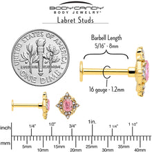 Load image into Gallery viewer, 16G Pink Tourmaline Gold Tone Wondrous Glam Flat Back Earring
