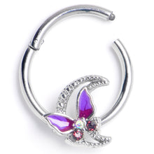 Load image into Gallery viewer, 16G 3/8 Purple Gem Butterfly Purple Beauty Hinged Segment Ring
