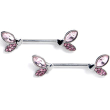 Load image into Gallery viewer, 14G 9/16 Pink Gem Butterfly Lover Barbell Nipple Ring Set
