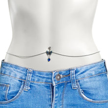 Load image into Gallery viewer, Blue Gem Heart Colorful Butterfly Belly Ring Belly Chain
