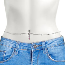 将图片加载到图库查看器，Pink Gem Vivid Dangle Belly Ring Belly Chain
