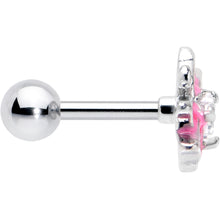Load image into Gallery viewer, 16G 1/4 Clear Gem Heart Pink Butterfly Cartilage Tragus Earring
