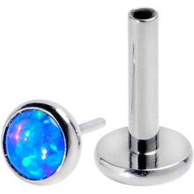 Load image into Gallery viewer, 16G 1/4 Blue Synthetic Opal G23 Titanium Threadless Push In Labret
