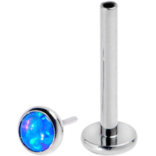 Load image into Gallery viewer, 16G 3/8 Blue Synthetic Opal G23 Titanium Threadless Push In Labret

