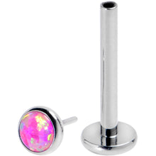 将图片加载到图库查看器，16G 3/8 Pink Synthetic Opal G23 Titanium Threadless Push In Labret
