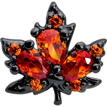 Load image into Gallery viewer, 16G Orange CZ Gem Black Autumn Leaf Flat Back Earring
