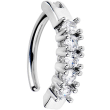 Load image into Gallery viewer, 14G 3/8 Clear Gem Grade 23 Titanium Hinged Hoop Belly Ring
