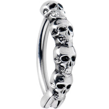 Load image into Gallery viewer, 14G 3/8 Grade 23 Titanium Goth Skulls Hinged Hoop Belly Ring
