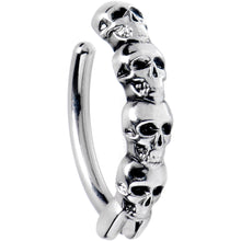 Load image into Gallery viewer, 14G 3/8 Grade 23 Titanium Goth Skulls Hinged Hoop Belly Ring
