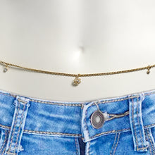 将图片加载到图库查看器，Gold Tone Style In Motion Dangle Belly Chain
