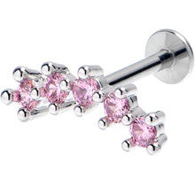 将图片加载到图库查看器，16G 5/16 Pink CZ Gem Luxe Arch Internally Threaded Labret Tragus
