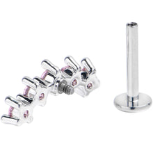 将图片加载到图库查看器，16G 5/16 Pink CZ Gem Luxe Arch Internally Threaded Labret Tragus
