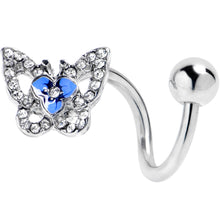 Load image into Gallery viewer, Clear Gem Fabulous Butterfly Blue Spiral Twister Belly Ring
