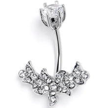 Load image into Gallery viewer, Clear CZ Gem Flower Garland Double Mount Belly Ring
