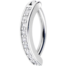将图片加载到图库查看器，14G 3/8 Implant Grade Titanium CZ Paved Hinged Hoop Belly Ring

