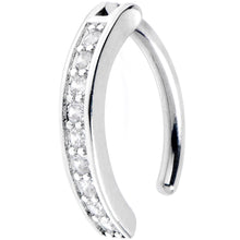 将图片加载到图库查看器，14G 3/8 Implant Grade Titanium CZ Paved Hinged Hoop Belly Ring
