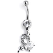 将图片加载到图库查看器，Clear CZ Gem Abstract Style Butterfly Dangle Belly Ring
