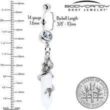 将图片加载到图库查看器，Clear Gem Mermaid Rider Dangle Belly Ring
