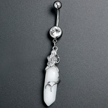 将图片加载到图库查看器，Clear Gem Mermaid Rider Dangle Belly Ring
