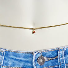 将图片加载到图库查看器，Red Gem Gold Tone Cherry Sweet Dangle Belly Chain
