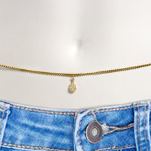 将图片加载到图库查看器，Clear Gem Gold Tone Round Dangle Belly Chain
