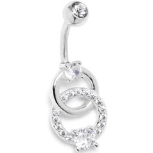Load image into Gallery viewer, Clear CZ Gem Linked Loops Dangle Belly Ring
