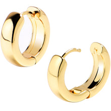 Load image into Gallery viewer, 12mm Unisex Gold Tone Stainless Steel Hinged Huggie Hoop Earrings
