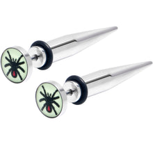 Load image into Gallery viewer, Glow in the Dark Spider Stainless Steel Taper Cheater Plug Set
