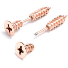 Load image into Gallery viewer, Rose Gold Stainless Steel Screw Stud Earrings Cheater Plug Set
