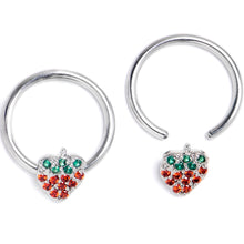 Load image into Gallery viewer, 16G 3/8 Red Green Gem Strawberry BCR Captive Ring Set of 4
