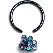 Load image into Gallery viewer, 16G 3/8 Clear Gem Black Peacock Green BCR Captive Ring
