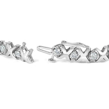 Load image into Gallery viewer, 10k White Gold 2.00 Cttw Round-Cut Diamond "XOXO" Link 7" Bracelet (I-J Color, I2-I3 Clarity)
